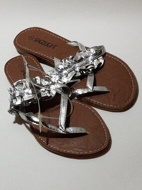 Silver Flat Sandals NWT Sz 7